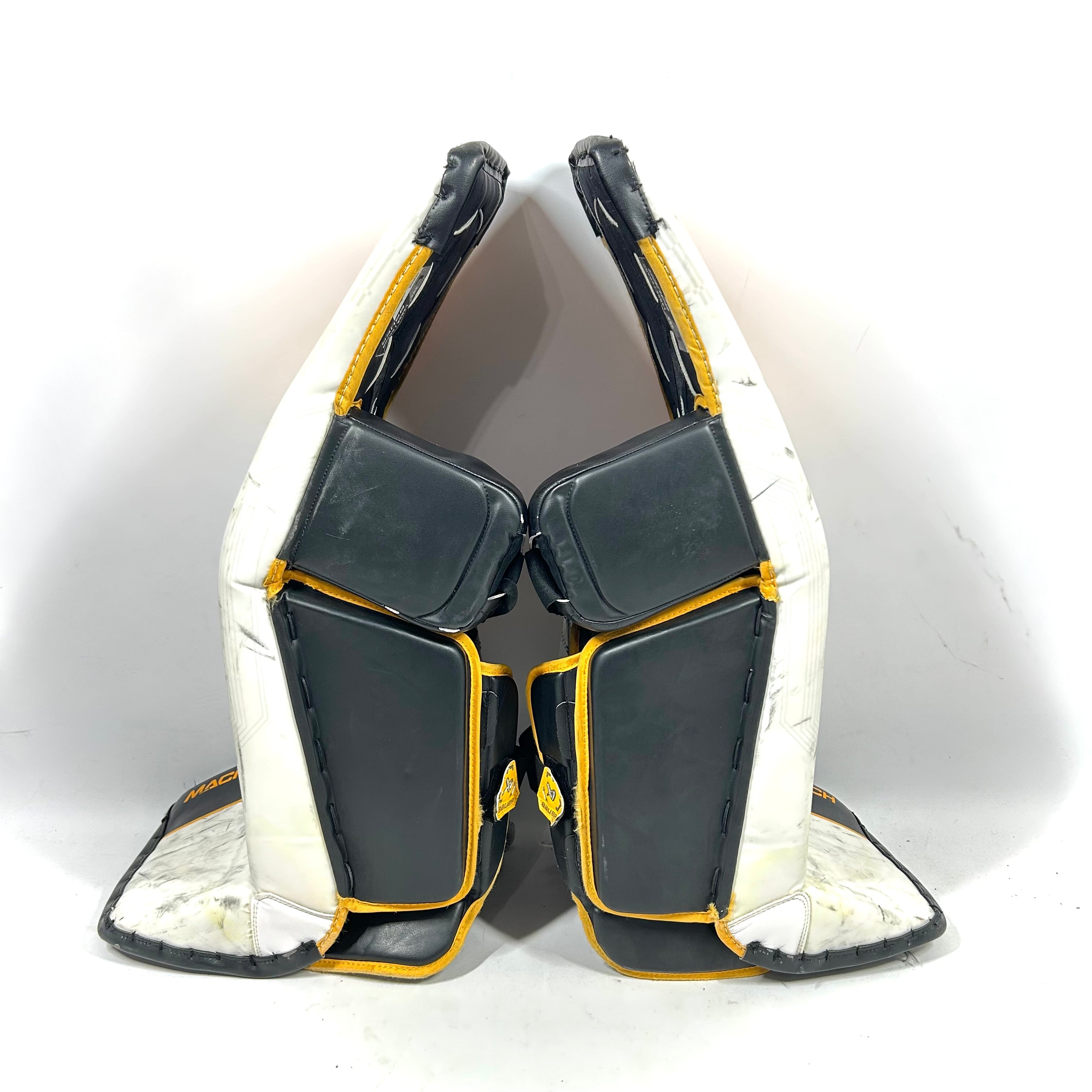 Bauer Supreme Mach - Jambières de gardien de but OHL Pro Stock d'occasion (jaune/noir/blanc)